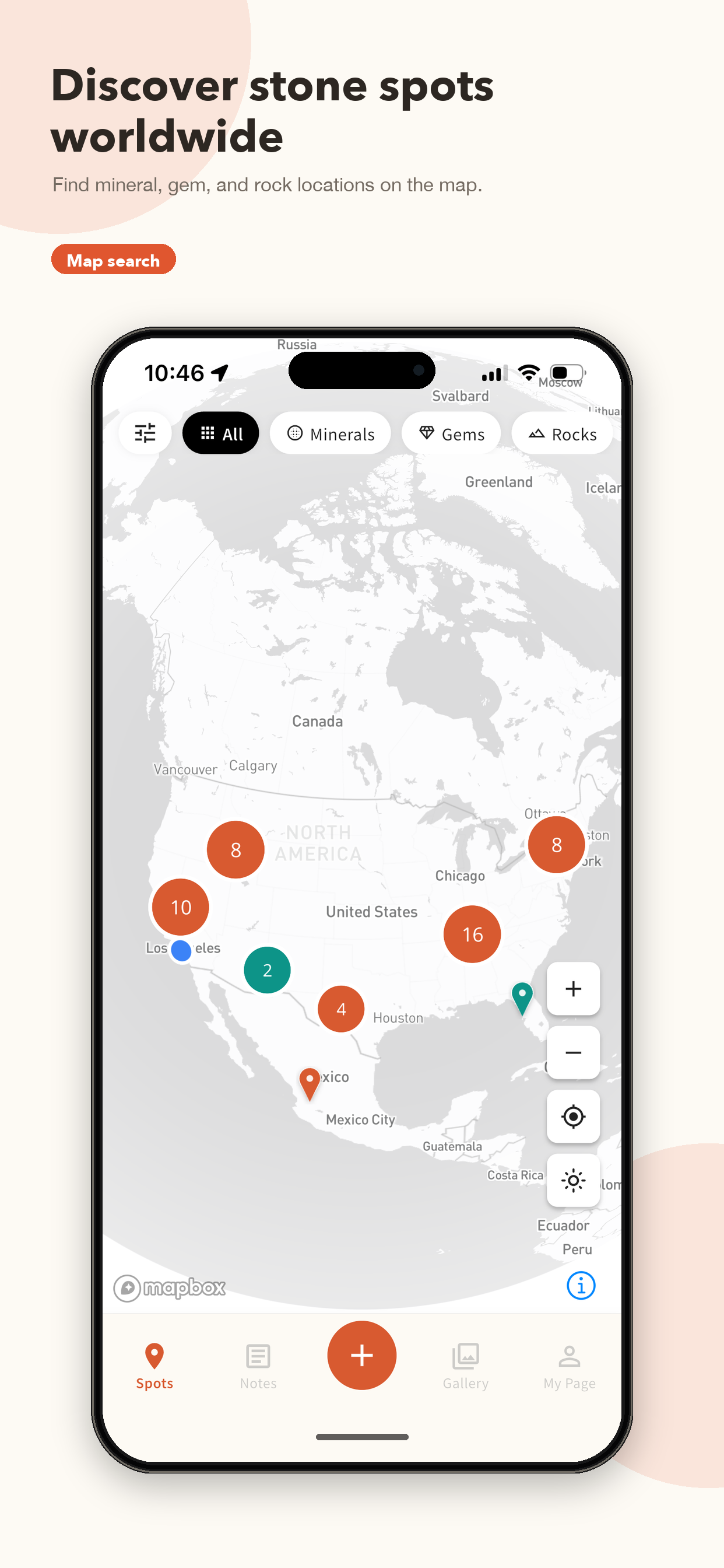 Map screen for finding collecting spots